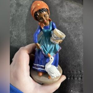 Vintage African American Woman Feeding  A Goose Figurine